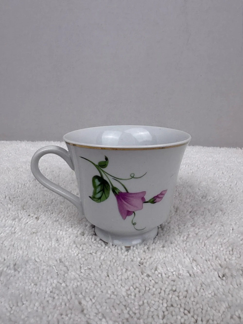 Vintage Teleflora Tea Cup and Saucer Set Featuring a Pink Morning Glory